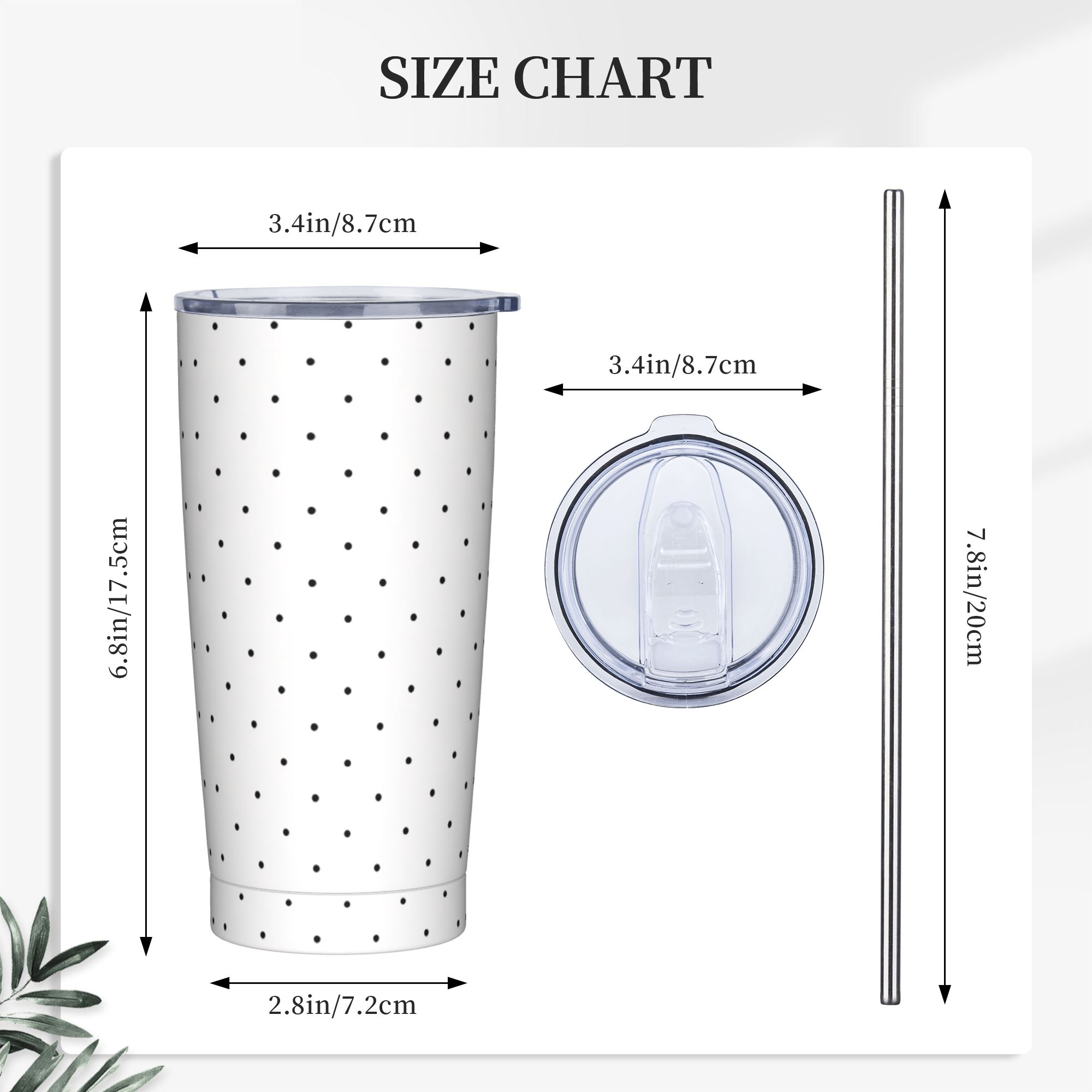 Black & White Polka Dot Patter - Tumbler 20Oz White ulasan dan harga