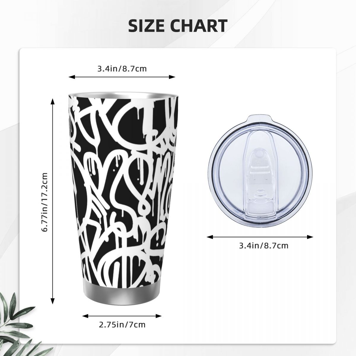 Black And White Graffiti Stain - Tumbler 20Oz White ulasan dan harga
