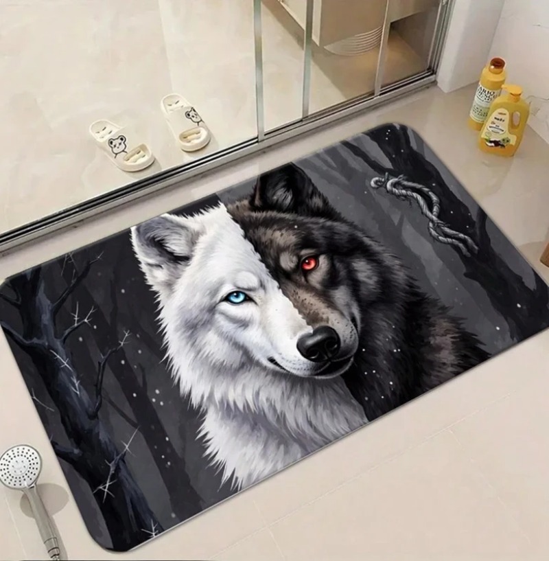 Cool White Wolf Doormat Wildli - Puzzle Blank White ulasan dan harga