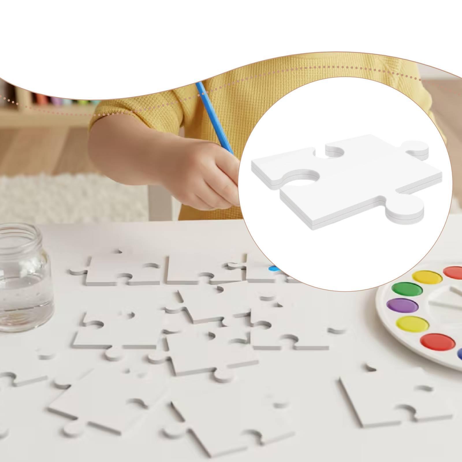 24Pcs White Cardboard Blank Ji - Puzzle Blank White ulasan dan harga