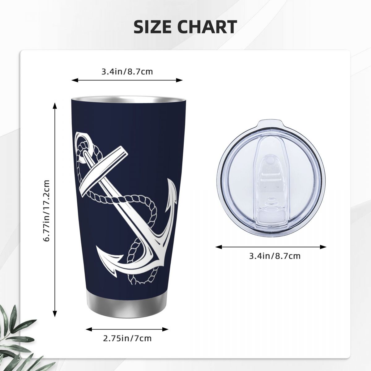 Anchor Nautical White & Navy S - Tumbler 20Oz White ulasan dan harga